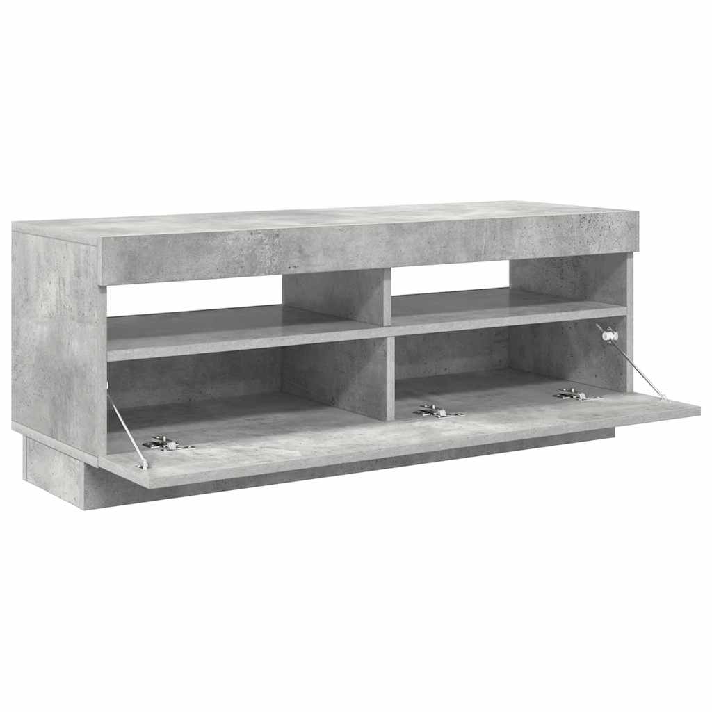 tv-bord med LED-lys 100x35x40 cm betongrå