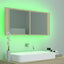 badeværelsesskab m. spejl og LED-lys 100x12x45 akryl sonoma-eg