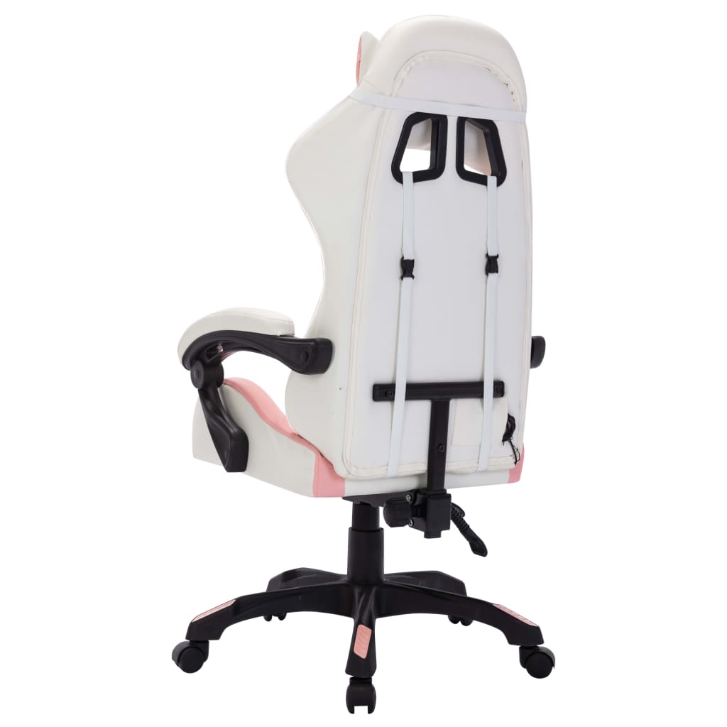 gamingstol med LED-lys RGB-farver kunstlæder pink og sort