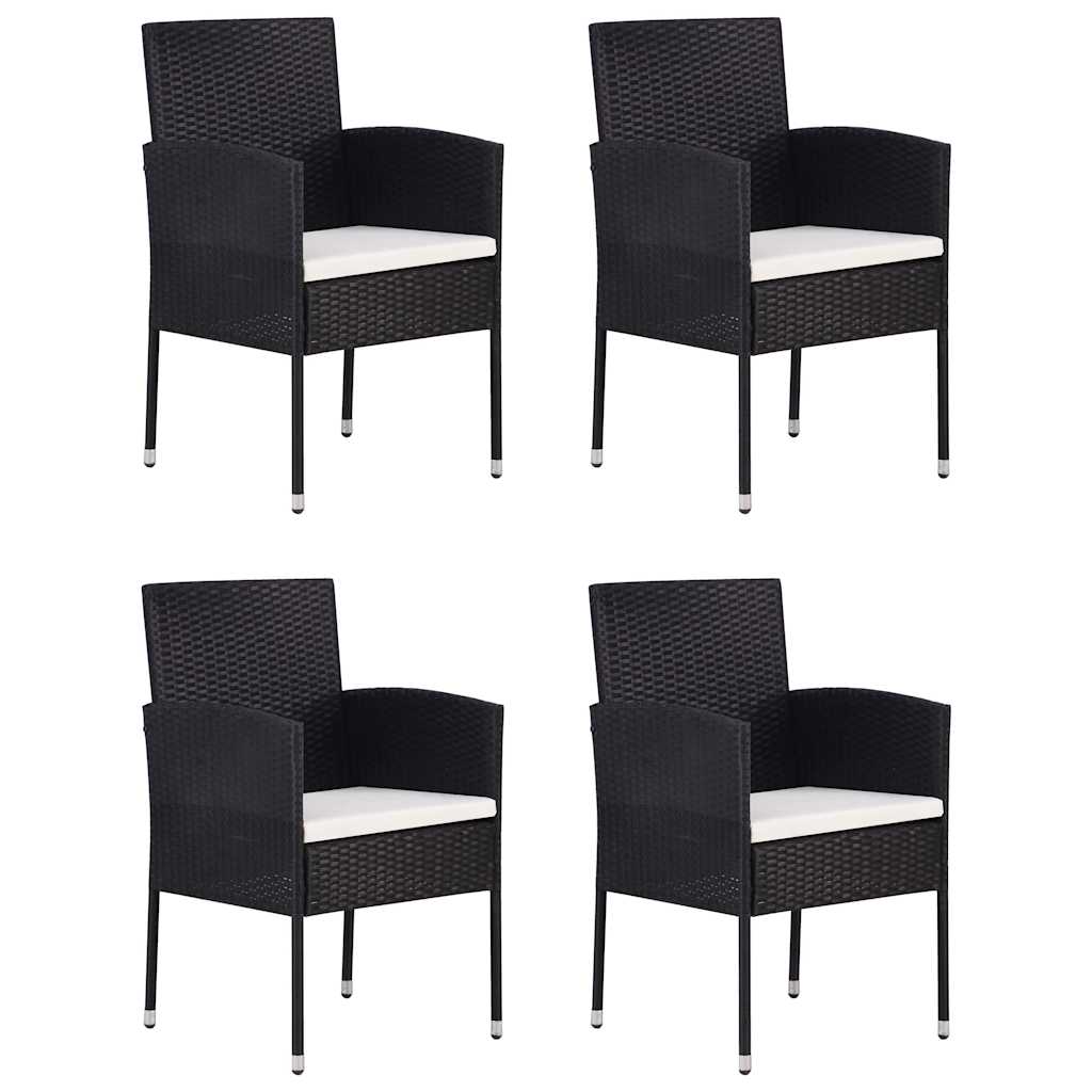 spisebordssæt til haven 5 dele polyrattan sort