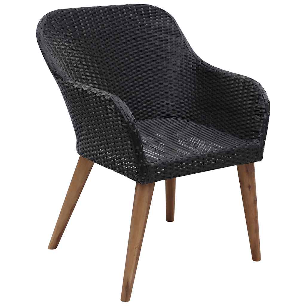 spisebordssæt til haven 7 dele polyrattan sort