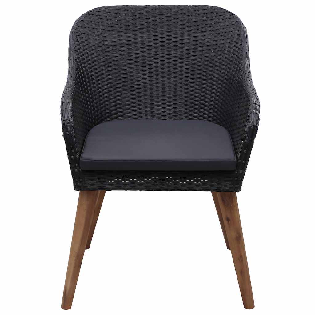 spisebordssæt til haven 7 dele polyrattan sort