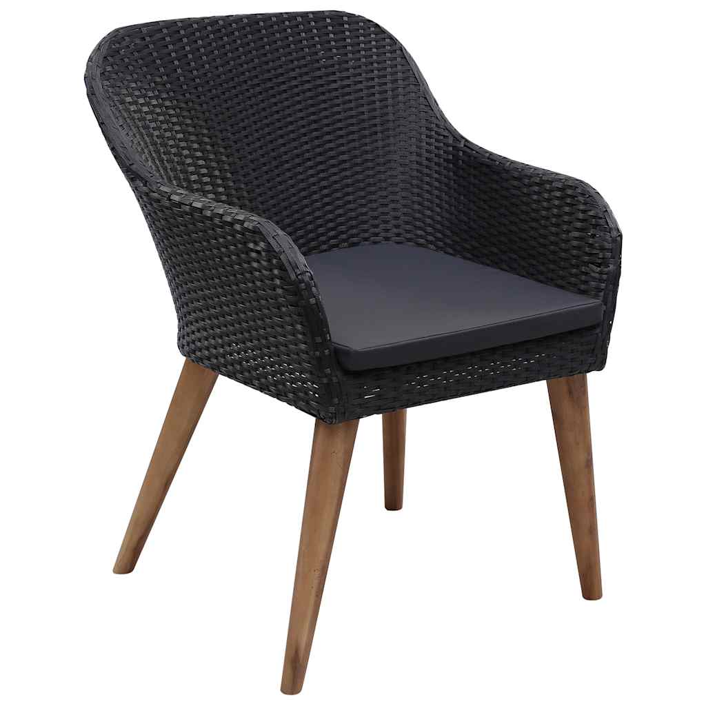 spisebordssæt til haven 9 dele polyrattan sort