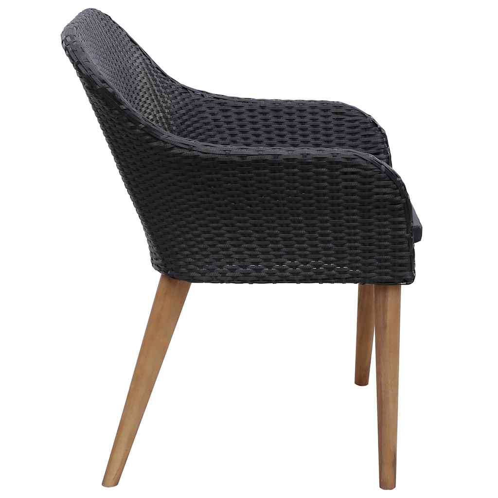 spisebordssæt til haven 9 dele polyrattan sort