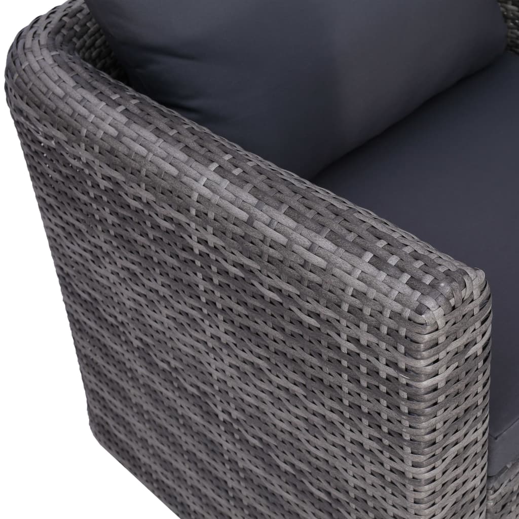 loungesæt til haven 9 dele med hynder polyrattan grå