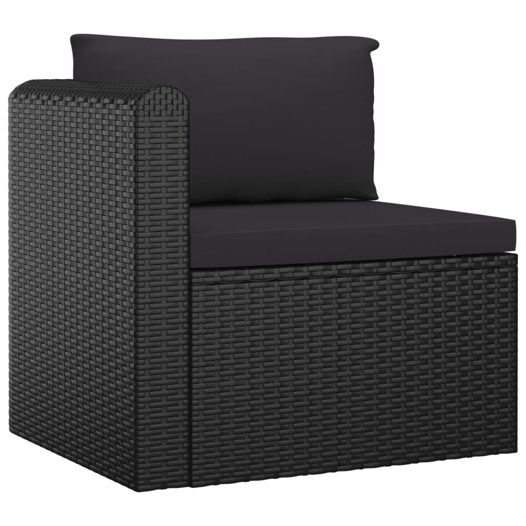 loungesæt til haven 7 dele med hynder polyrattan sort