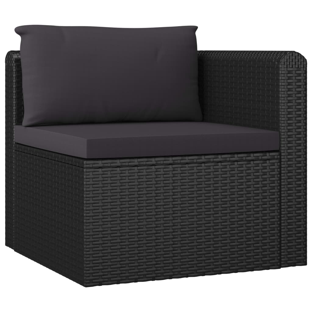 loungesæt til haven 7 dele med hynder polyrattan sort
