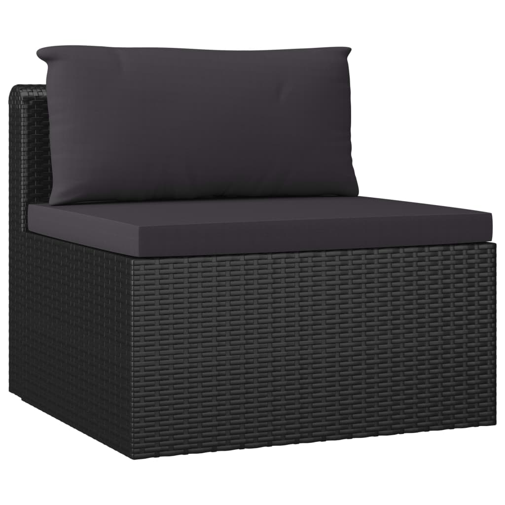 loungesæt til haven 7 dele med hynder polyrattan sort
