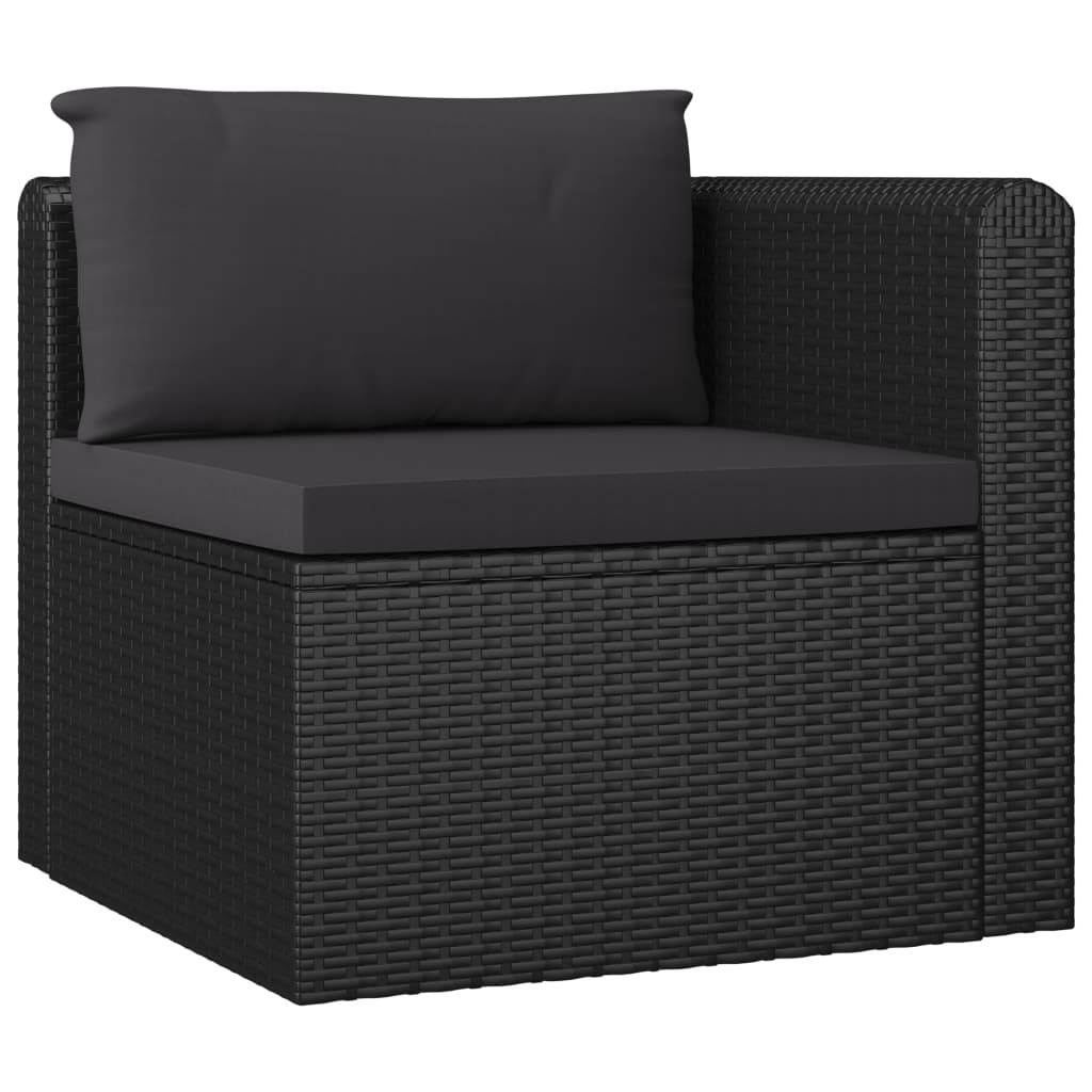loungesæt til haven 7 dele med hynder polyrattan sort