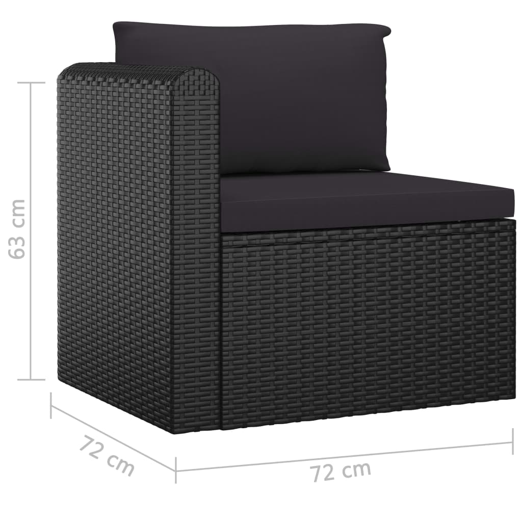 loungesæt til haven 9 dele med hynder polyrattan sort