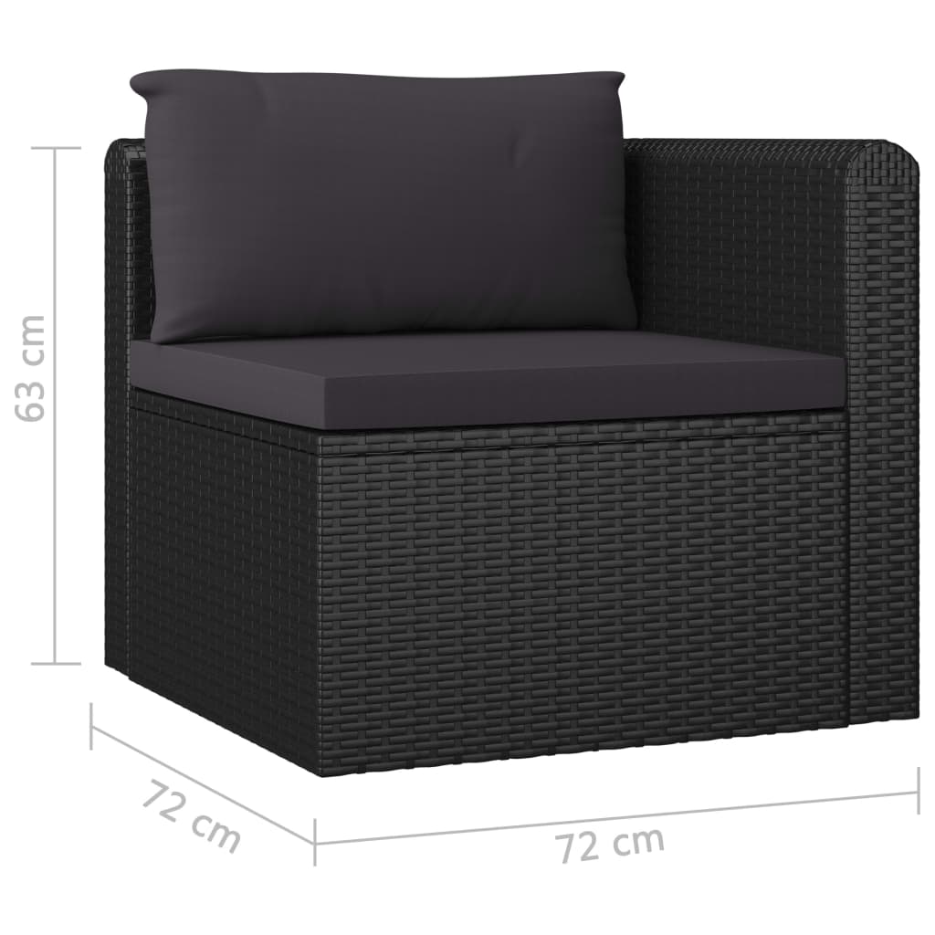 loungesæt til haven 9 dele med hynder polyrattan sort