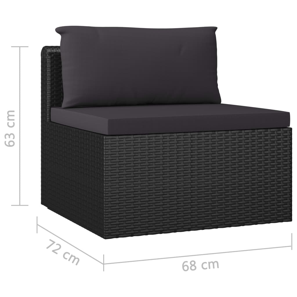 loungesæt til haven 9 dele med hynder polyrattan sort