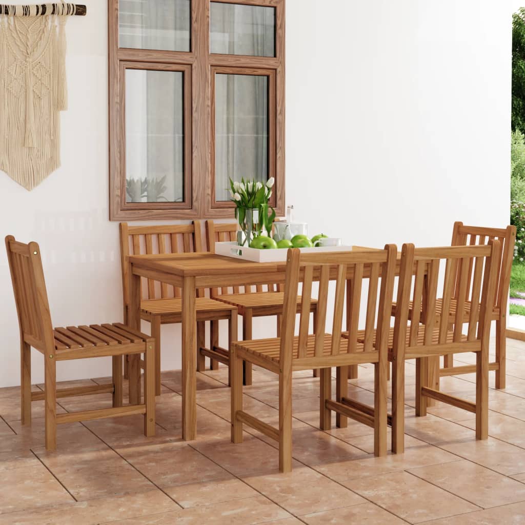 7-delt havespisesæt 140x80 cm massivt teaktræ