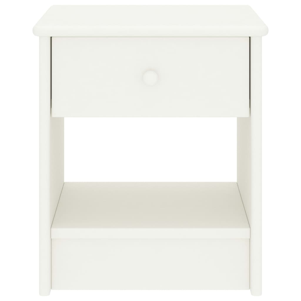 sengebord 35x30x40 cm massivt fyrretræ hvid