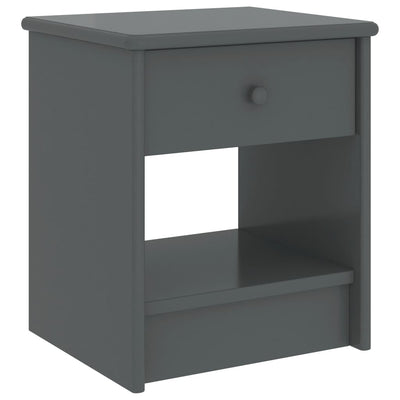 sengebord 35x30x40 cm massivt fyrretræ mørkegrå