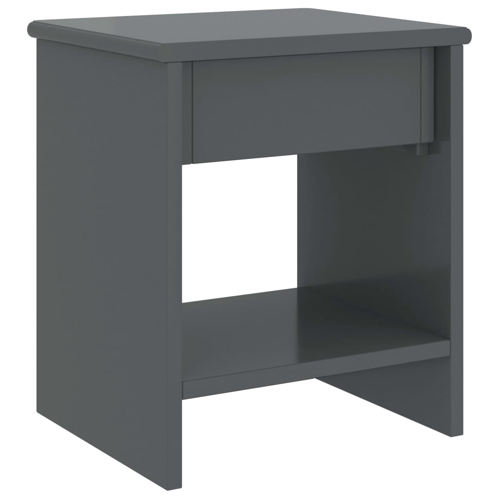 sengebord 35x30x40 cm massivt fyrretræ mørkegrå