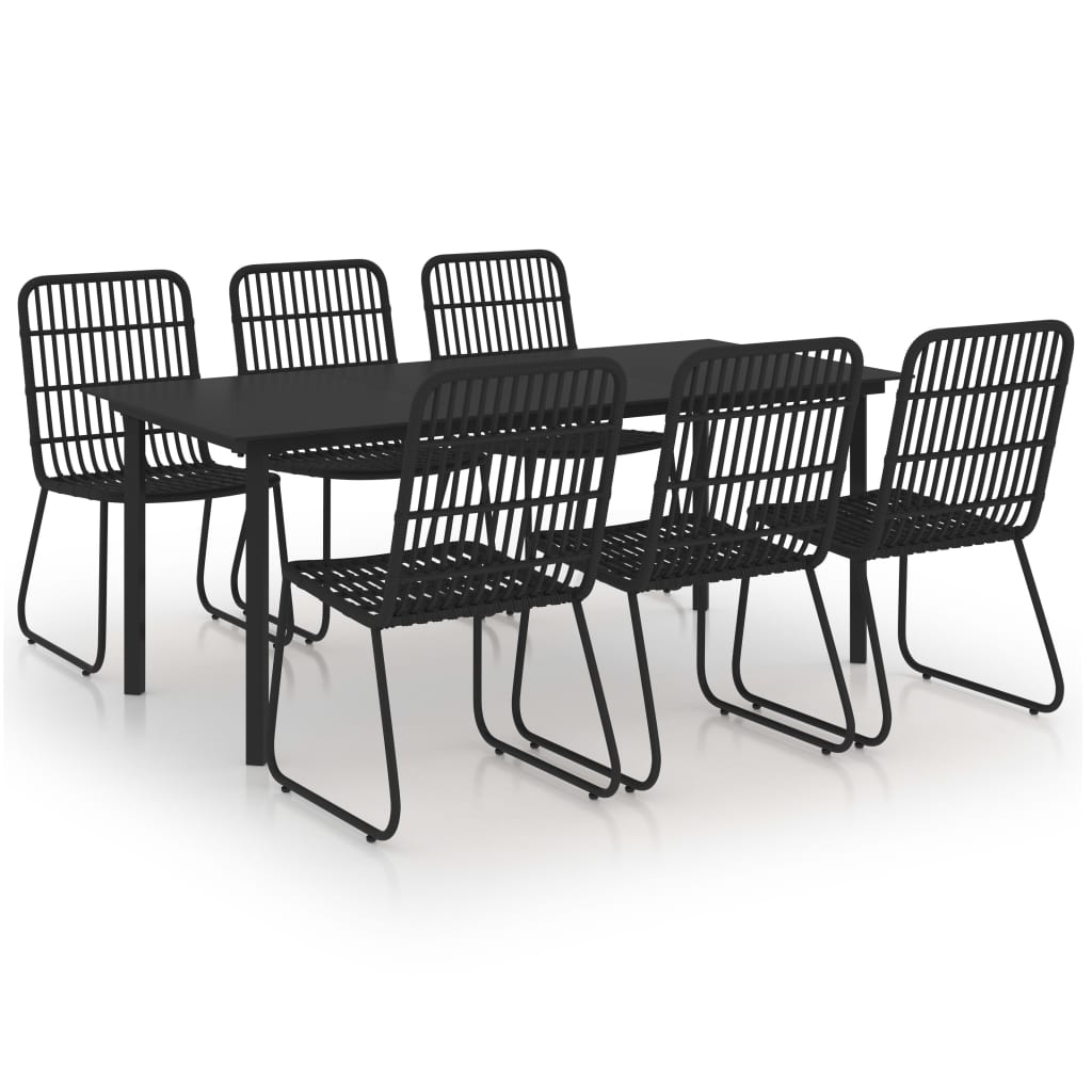 udendørs spisebordssæt 7 dele polyrattan og glas