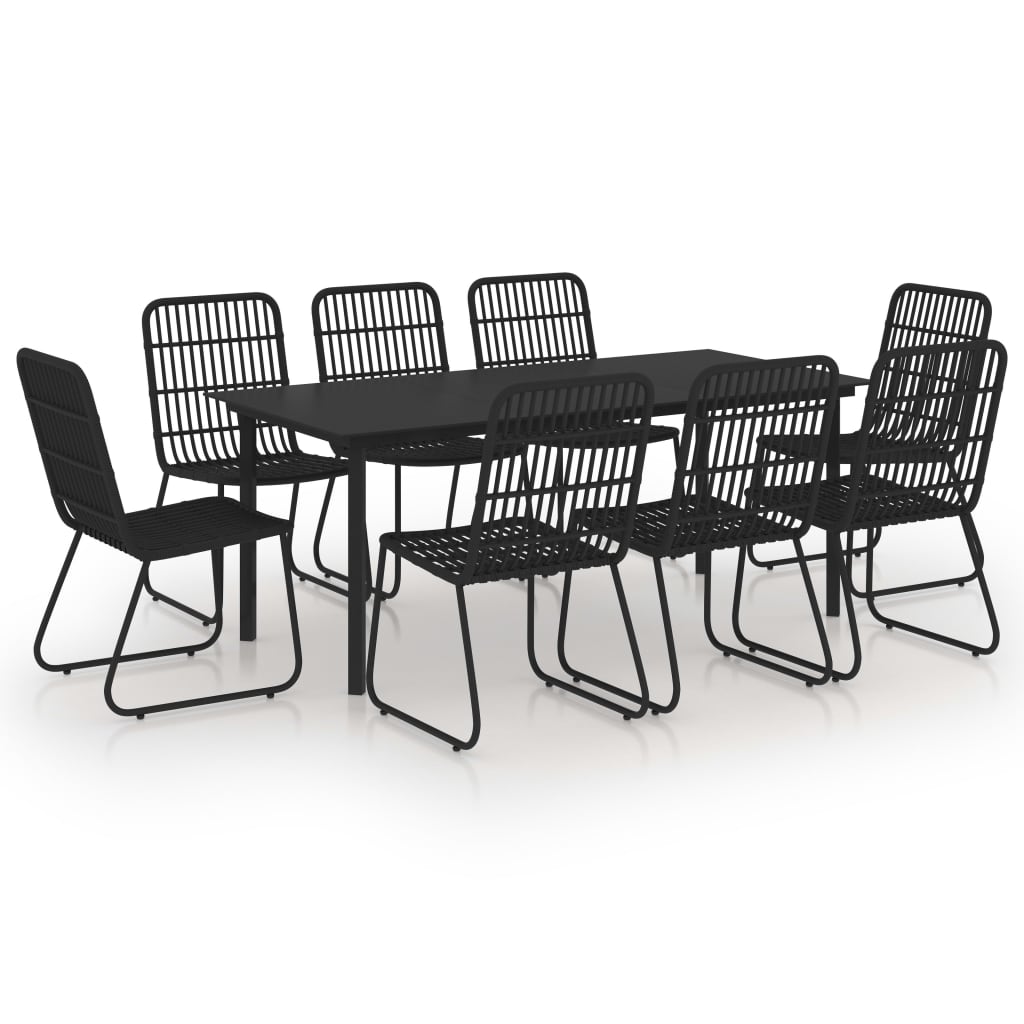 udendørs spisebordssæt 9 dele polyrattan og glas