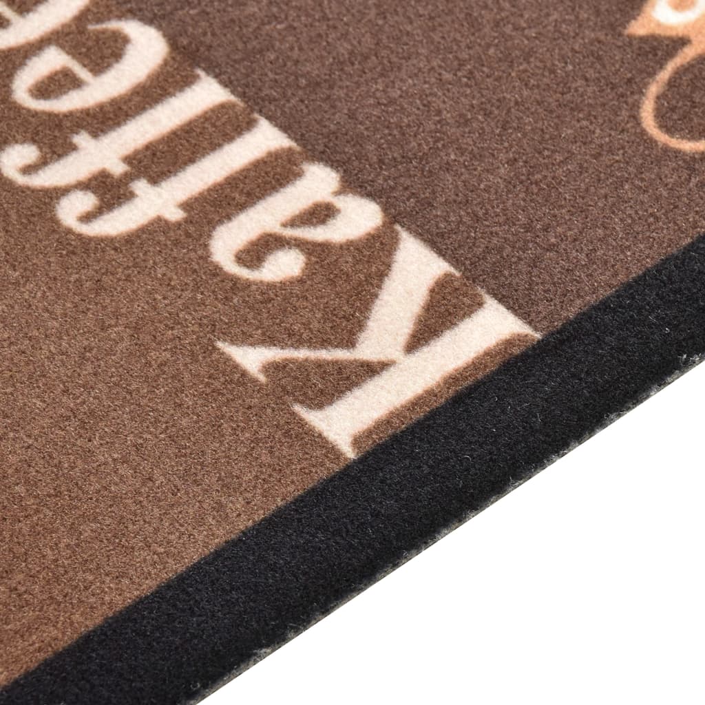 vaskbar køkkenmåtte 60x180 cm kaffetryk brun
