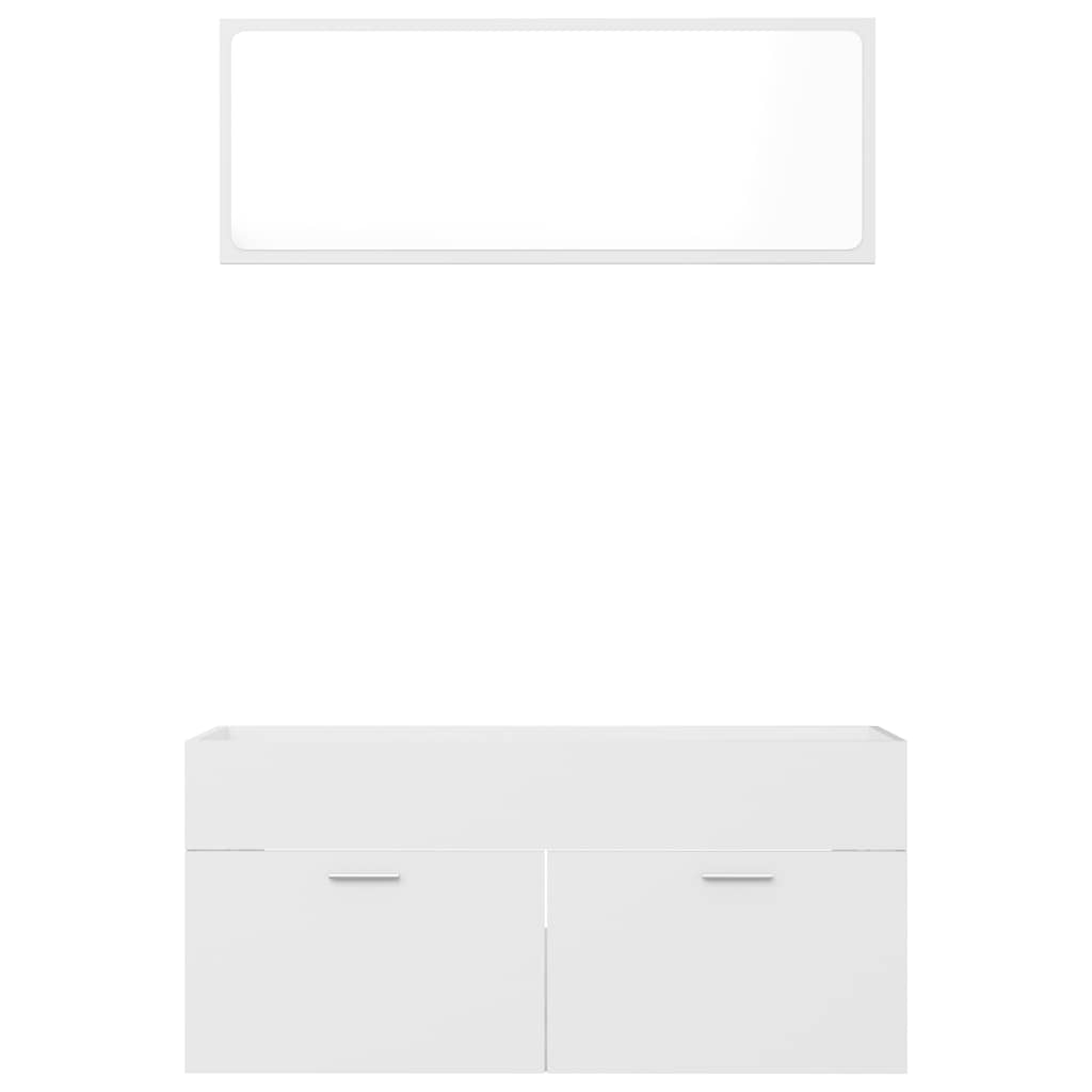 møbelsæt til badeværelse 2 dele konstrueret træ hvid