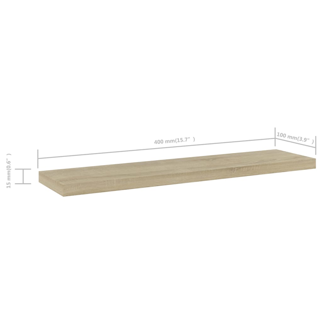 boghylder 4 stk. 40x10x1,5 cm konstrueret træ sonoma-eg