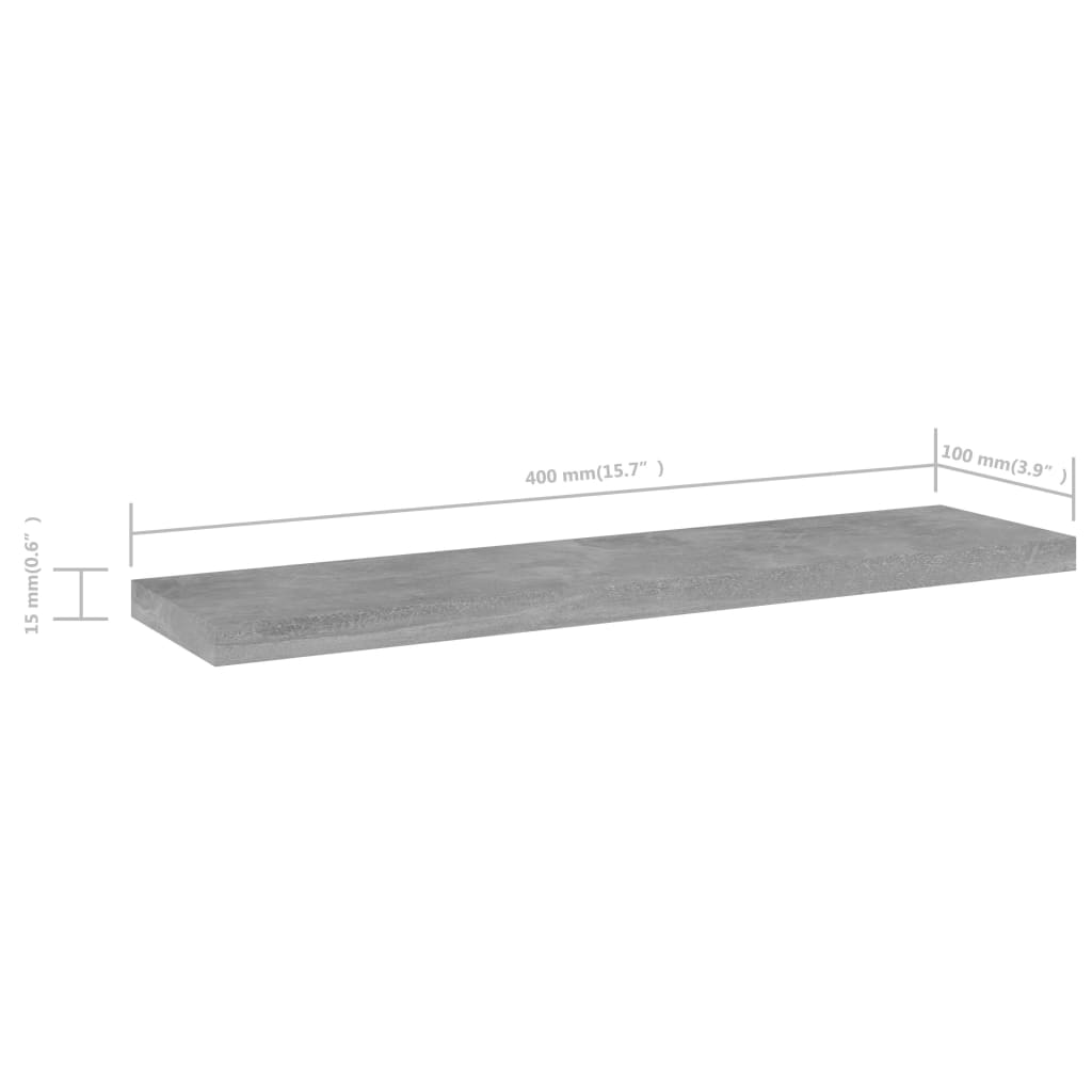 boghylder 4 stk. 40x10x1,5 cm konstrueret træ betongrå