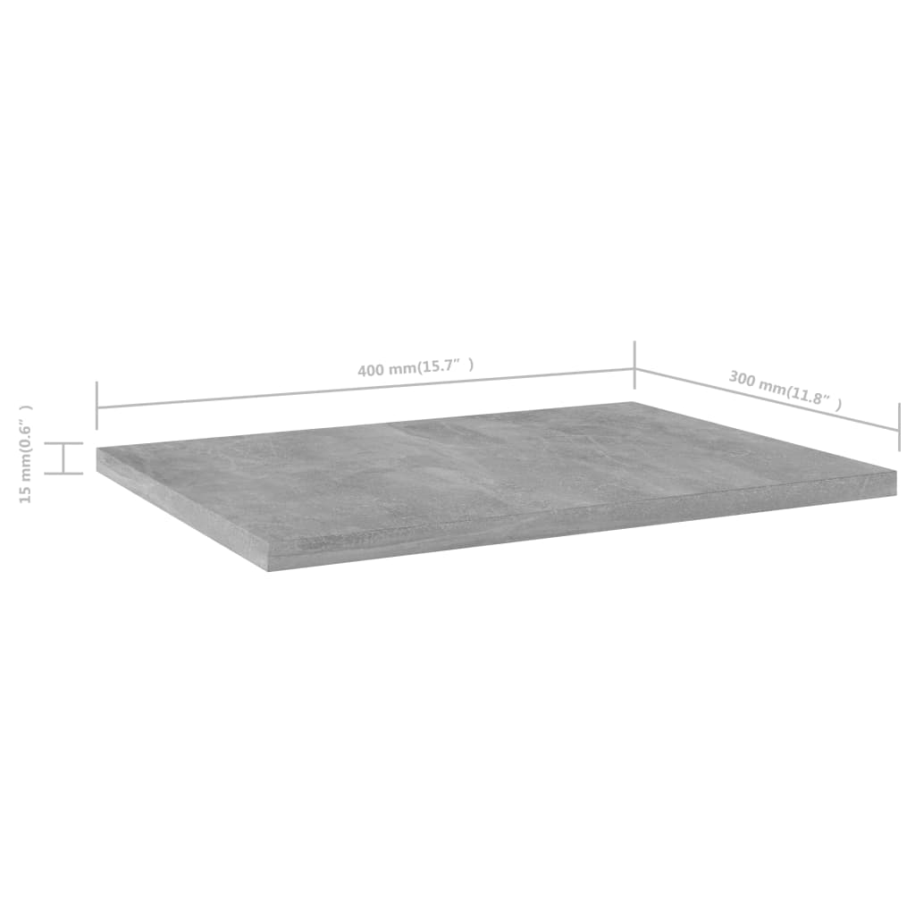 boghylder 4 stk. 40x30x1,5 cm konstrueret træ betongrå