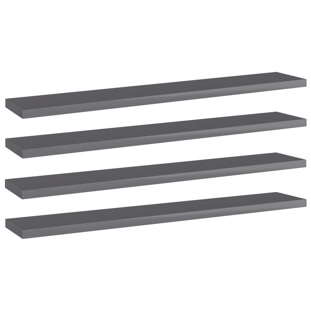 boghylder 4 stk. 60x10x1,5 cm konstrueret træ grå højglans billede