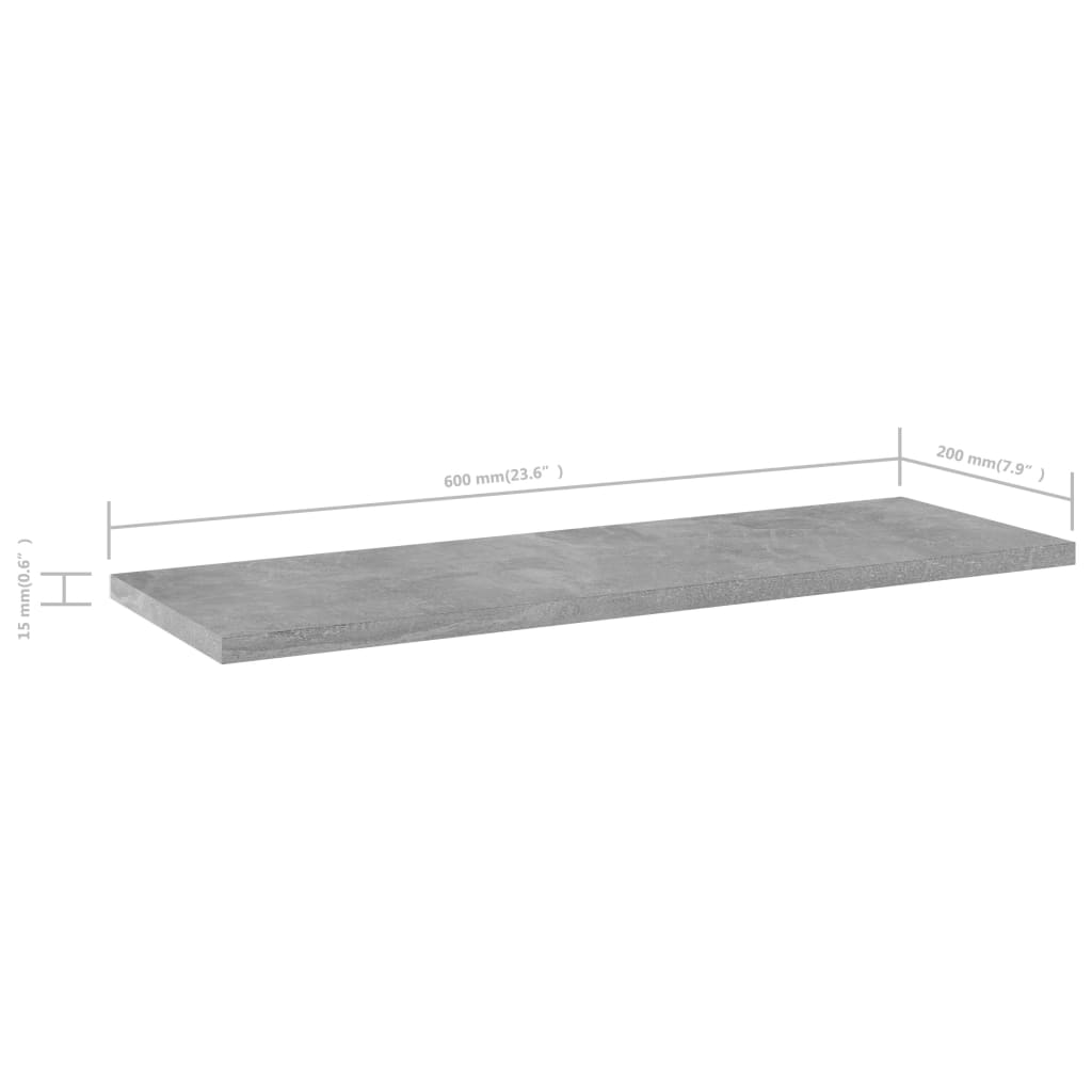 boghylder 4 stk. 60x20x1,5 cm konstrueret træ betongrå