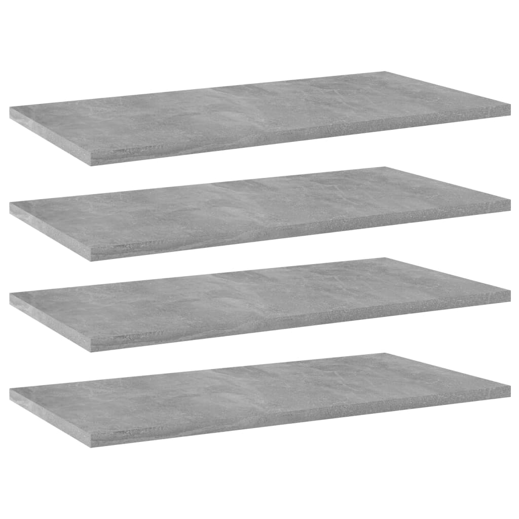 boghylder 4 stk. 60x30x1,5 cm konstrueret træ betongrå