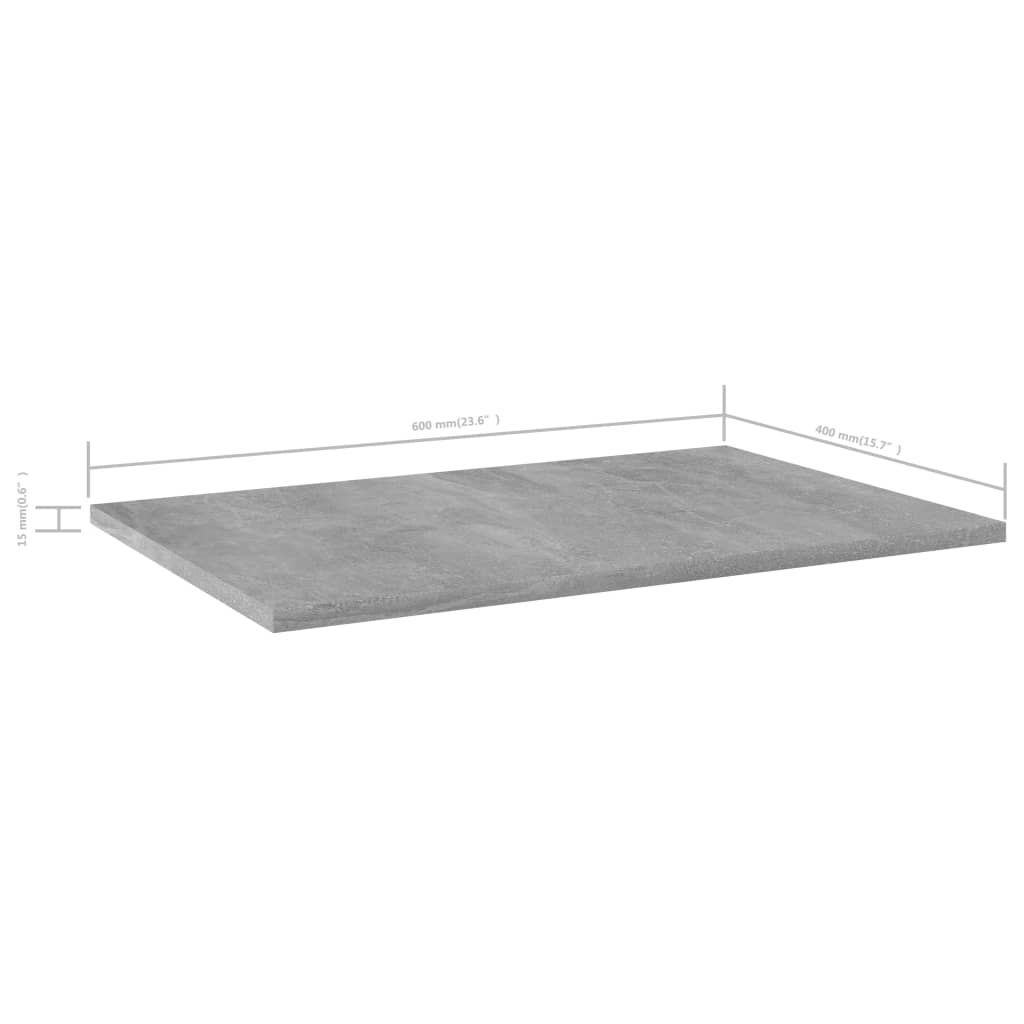 boghylder 4 stk. 60x40x1,5 cm konstrueret træ betongrå