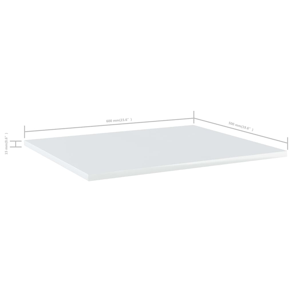 boghylder 8 stk. 60x50x1,5 cm spånplade hvid højglans