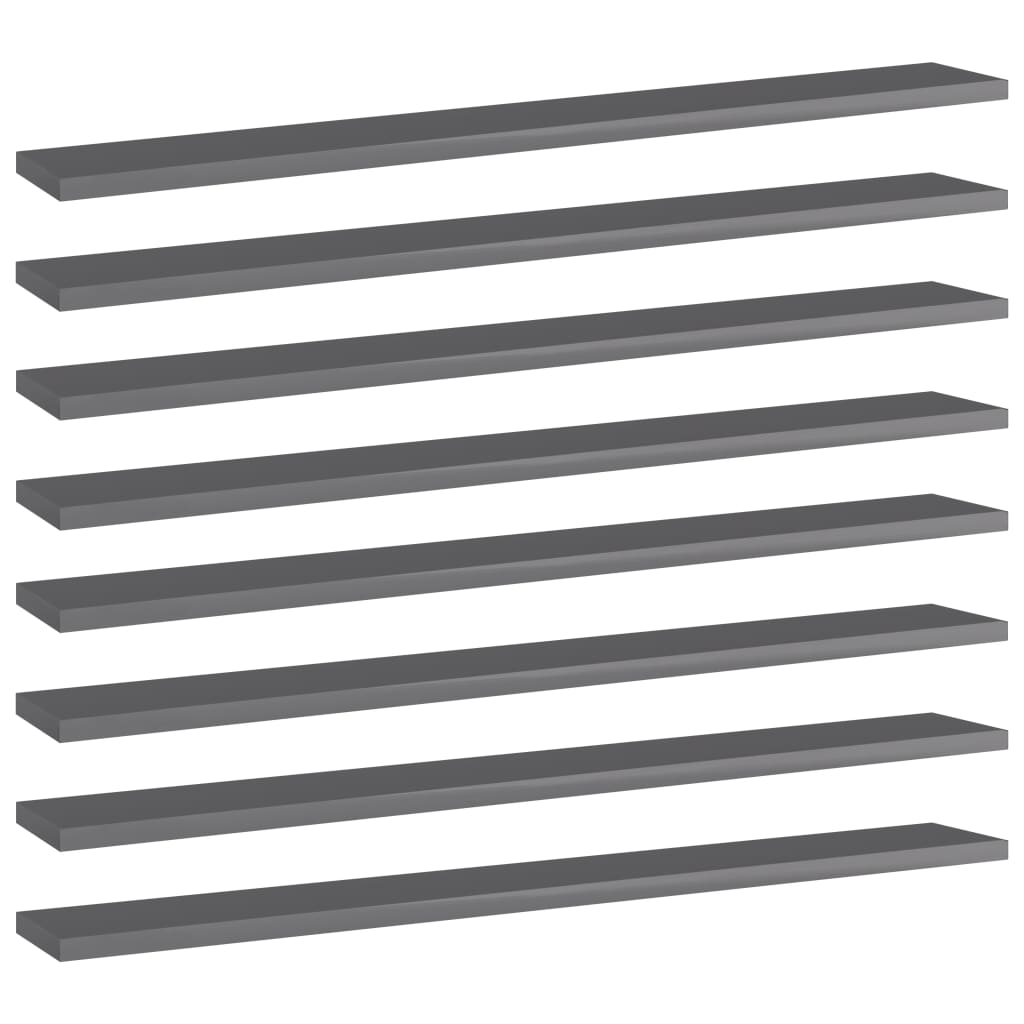 boghylder 8 stk. 80x10x1,5 cm konstrueret træ grå højglans billede