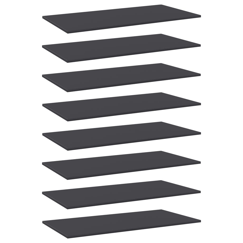 vidaXL boghylder 8 stk. 80x20x1,5 cm konstrueret træ grå