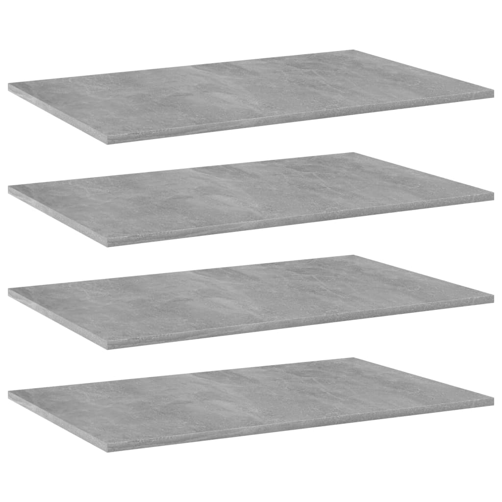 vidaXL boghylder 4 stk. 80x50x1,5 cm konstrueret træ betongrå