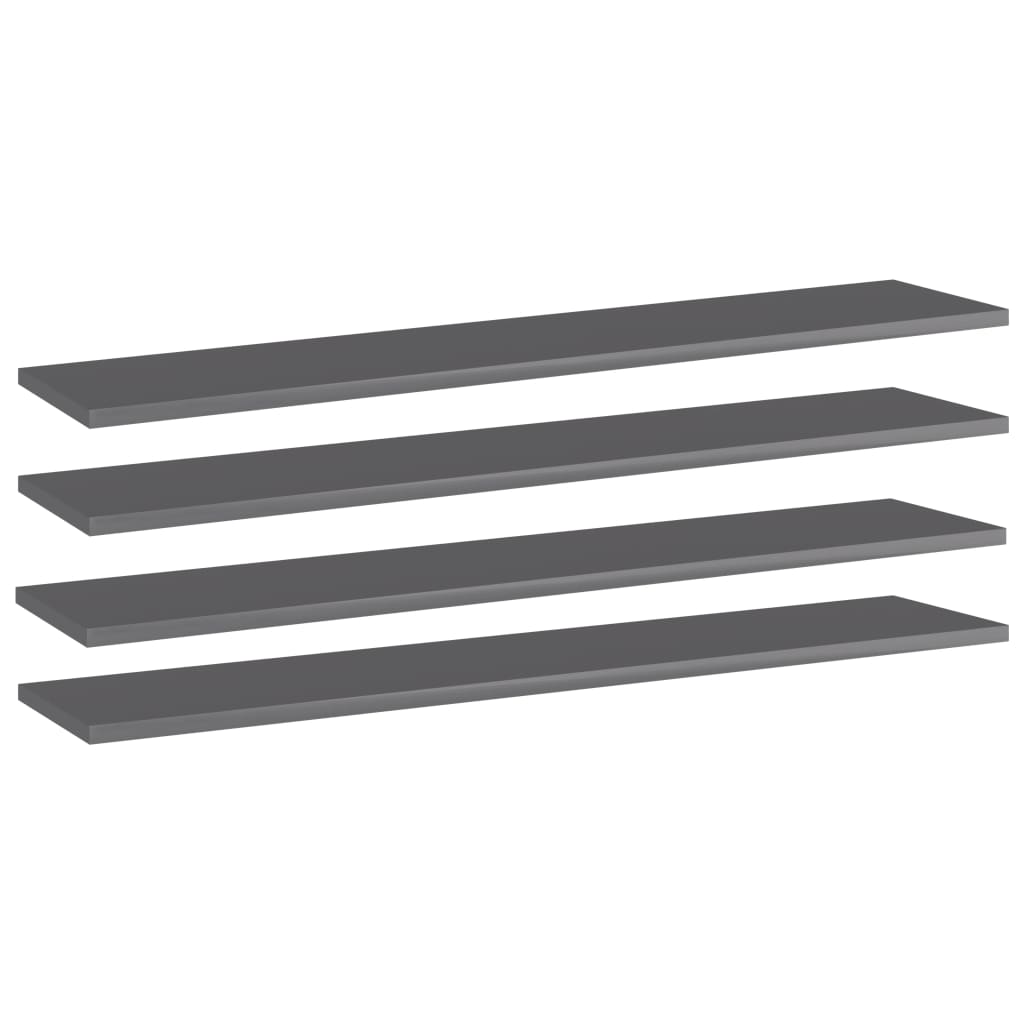 Boghylder 40X10X1,5 Cm Konstrueret Træ Grå Højglans - 4 / 100 x 20 x 1.5 cm