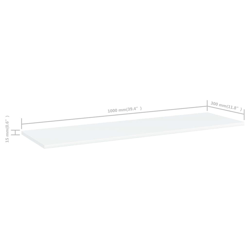 boghylder 8 stk. 100x30x1,5 cm konstrueret træ hvid