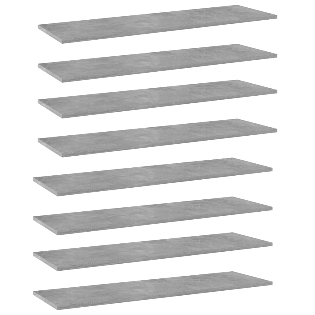 boghylder 8 stk. 100x30x1,5 cm konstrueret træ betongrå