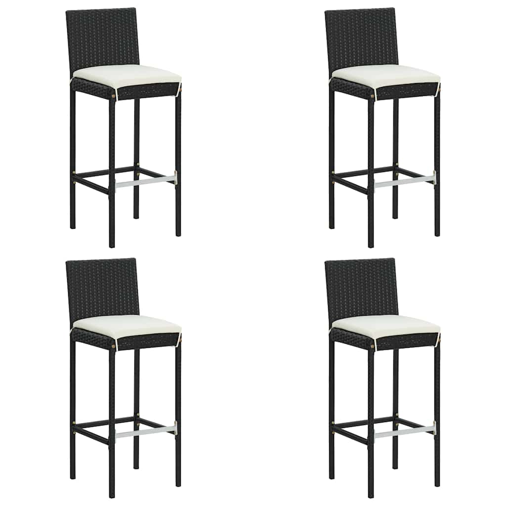 udendørs barsæt 5 dele med hynder polyrattan sort