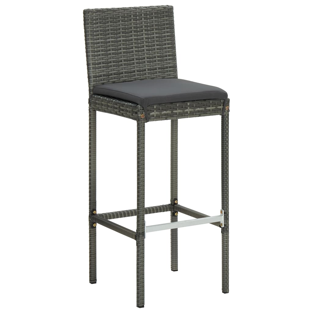 havebarsæt 5 dele med hynder polyrattan grå