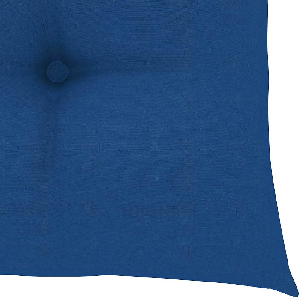 Klapstole 2 stk. med blå hynder i massivt teaktræ