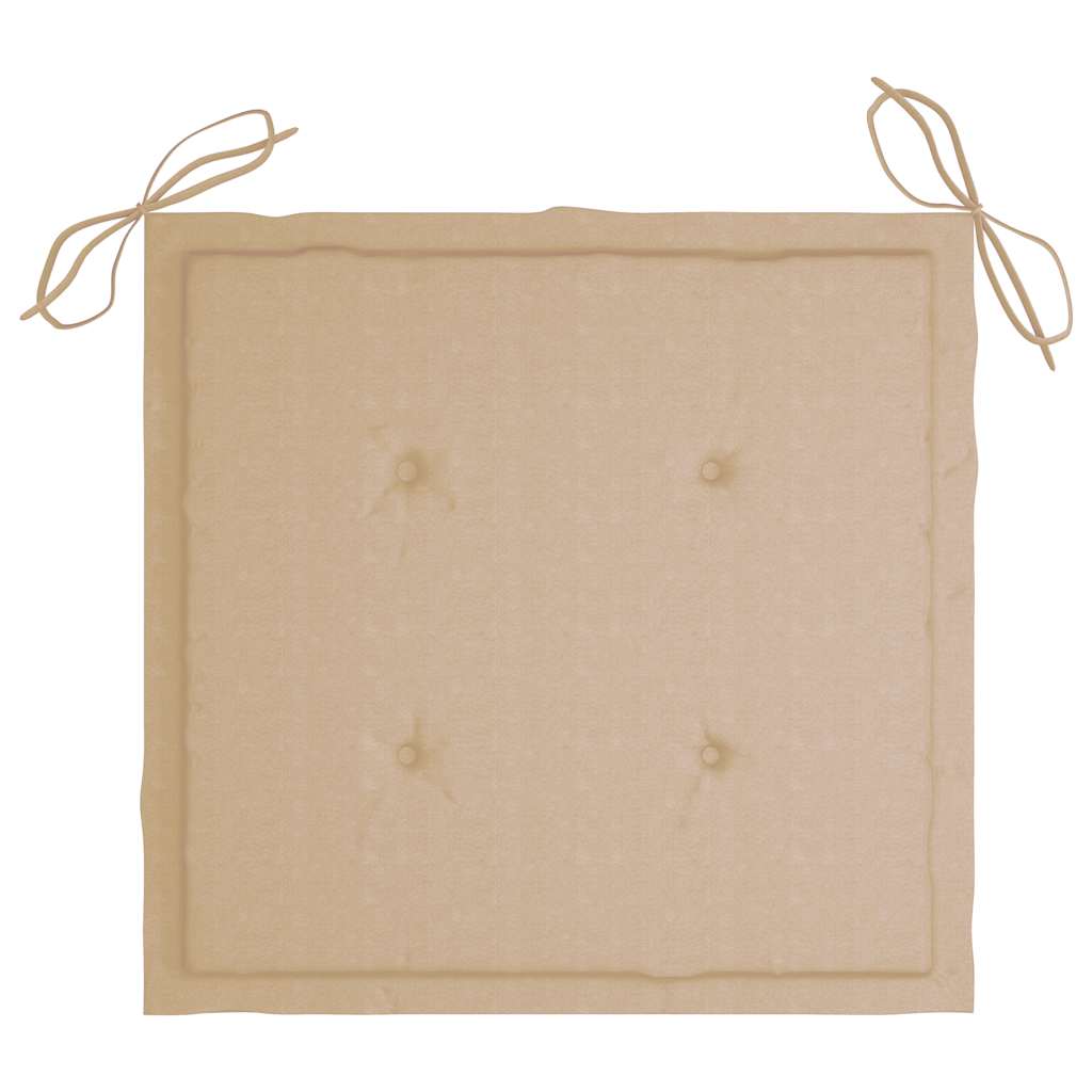 havestole med beige hynder 2 stk. massivt teaktræ