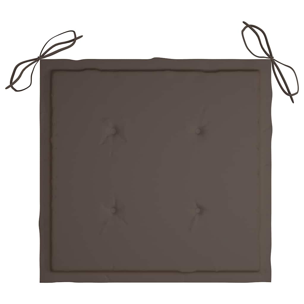 Klapstole med taupe hynder 3 stk. massivt teaktræ