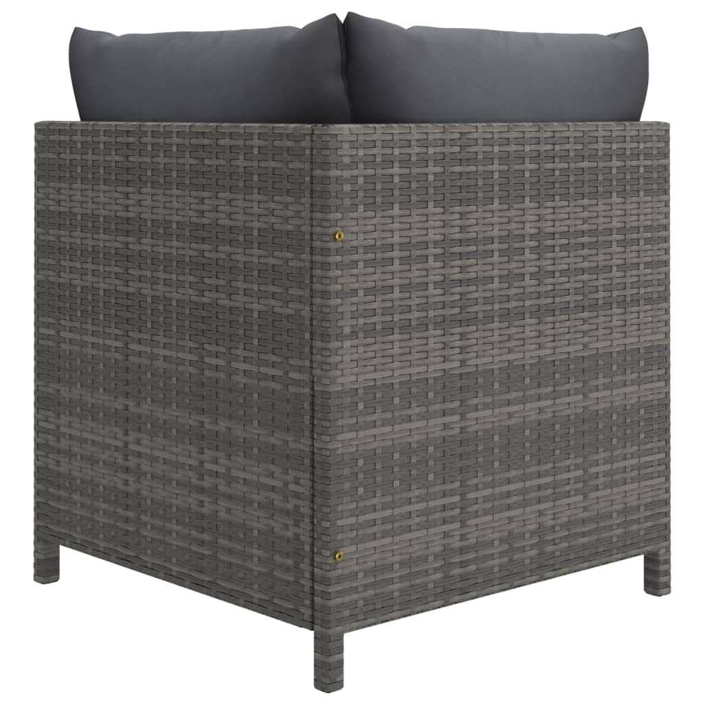loungesæt til haven 3 dele med hynder polyrattan grå