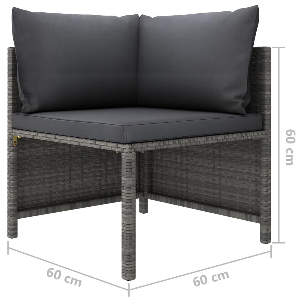 loungesæt til haven 9 dele med hynder polyrattan grå