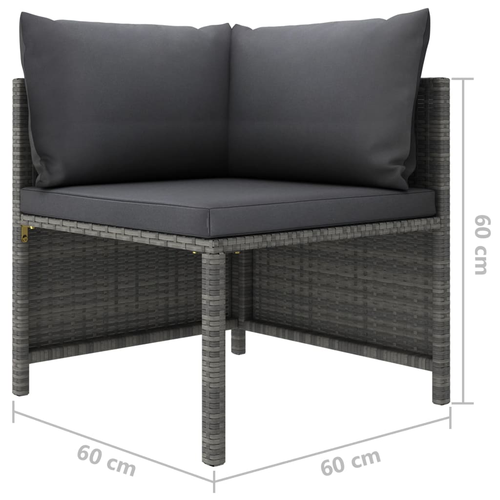 loungesæt til haven 9 dele med hynder polyrattan grå