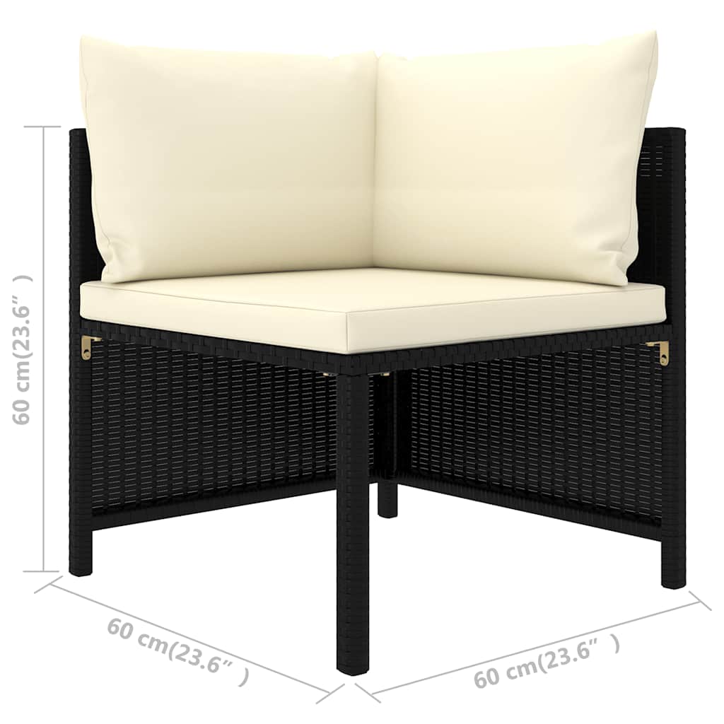 loungesæt til haven 9 dele med hynder polyrattan sort
