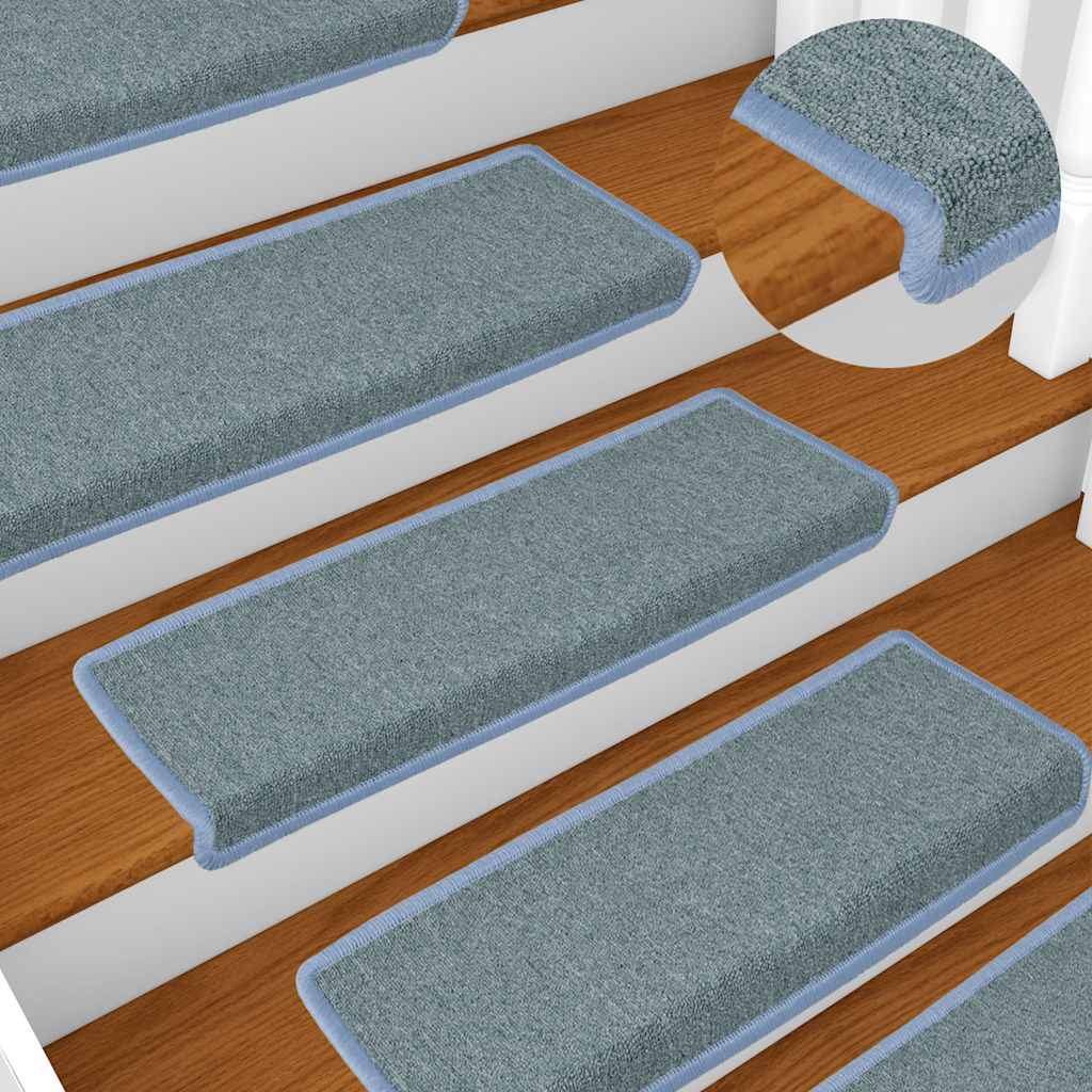 trappemåtter 15 stk. 65x21x4 cm havblå rektangulær kant