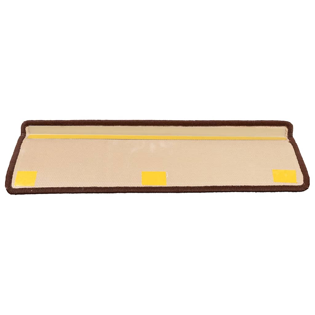 15 stk. trappemåtter 65x21x4 cm selvklæbende brun