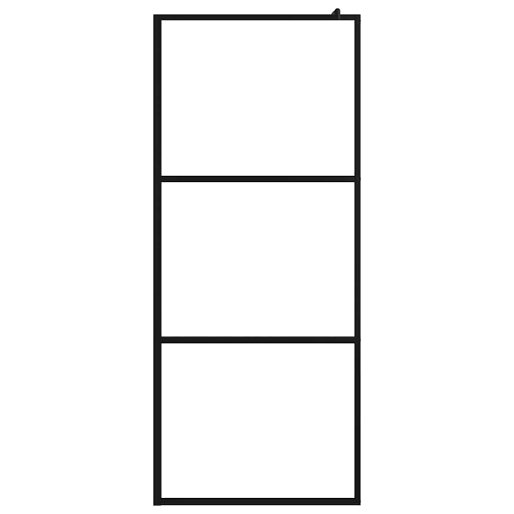 brusevæg 80x195 cm klart sikkerhedsglas sort